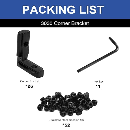 24pcs 3030 Extrusion Connector Corner Bracket Joint Black | 3030 Extruded - Image 3