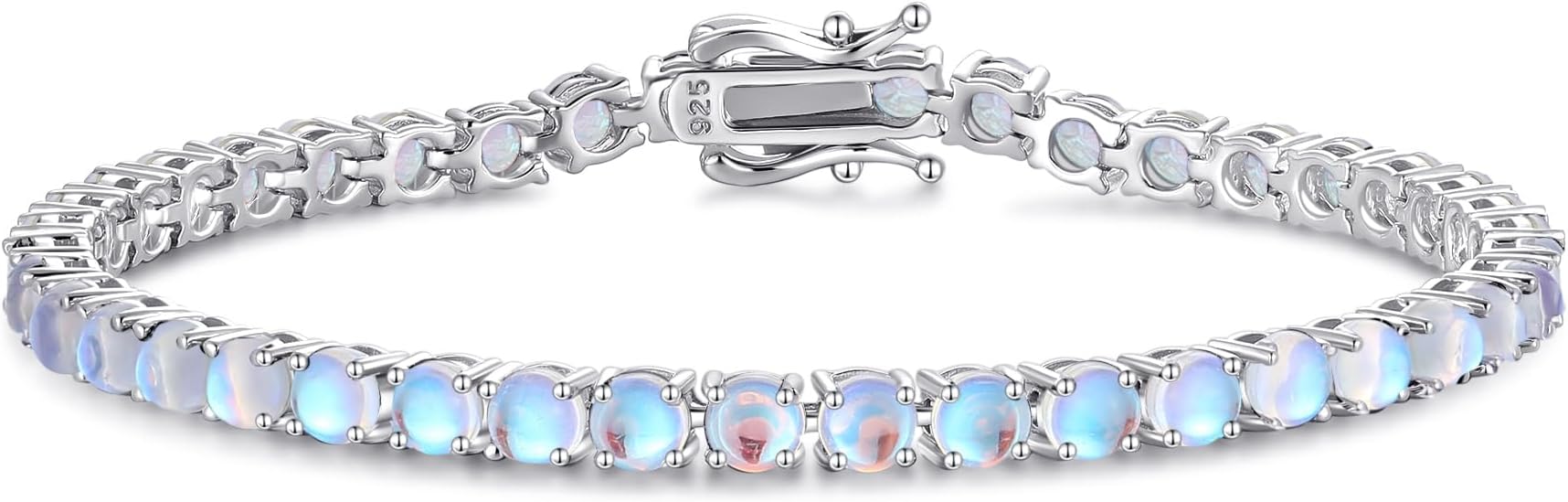 FANCIME Birthstone Bracelet Sterling Silver Gemstone Tennis Bracelets Fine Jewelry Wedding Bridal Prom Birthday Gift for Women Her, Length 7.2 Inch Width 4mm