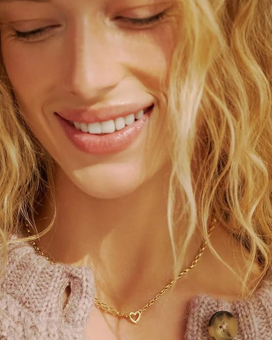 gorjana - Parker Heart Necklace 16 1/2 or 17 inches - 18K Gold Plated - Cable Chain, Interlocking Double Open Hearts - Gifting Necklace to Loved One - Stylish Gift Packaging - Unique Heart Hinge Closure