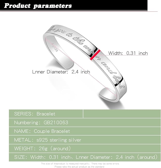 Dankadi Men & Women 925 Sterling Silver Bangle-Engravable Adjustable Cuff Bracelet -8MM/10MM Couple Bracelet- Unisex Jewelry For Him/Her Gift