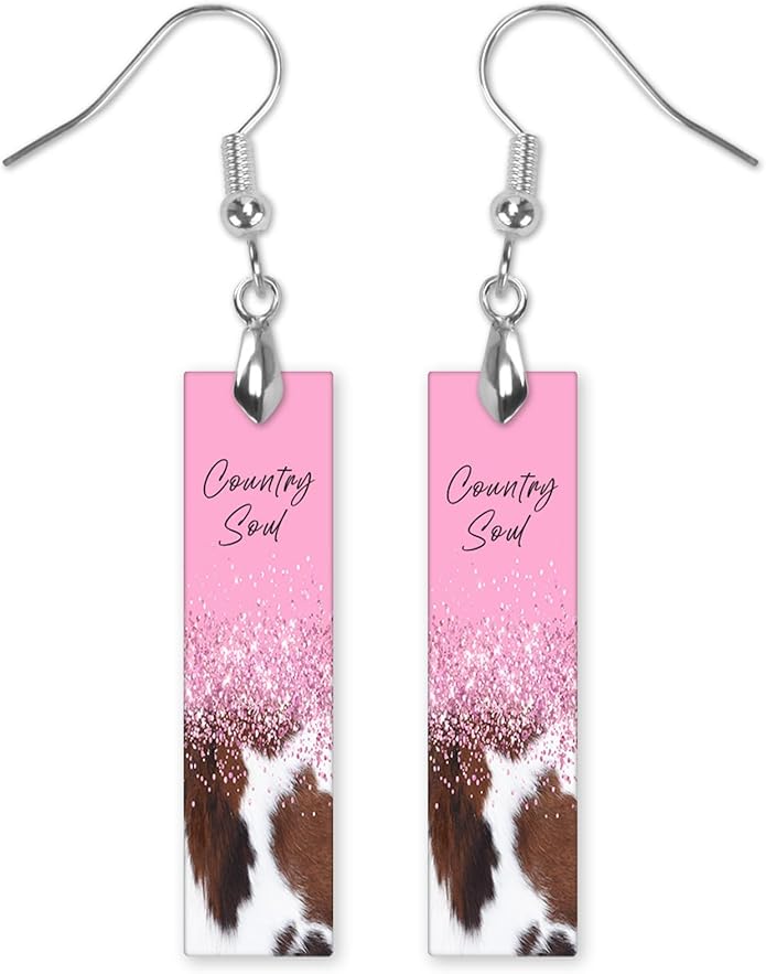 Earrings Handmade Bar Wood Earrings Light Weight Printed Image Dangle Earring Jewelry