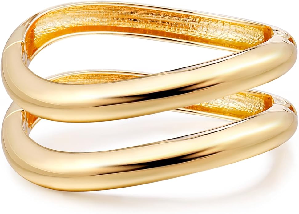 Elegance 11 designs Gold Plated Cuff Bangle Bracelets For Women Set Chunky Trendy Hinged Irregular Cuff Open Wide Gold Bracelet Minimalist Jewelry Gift 2pcs