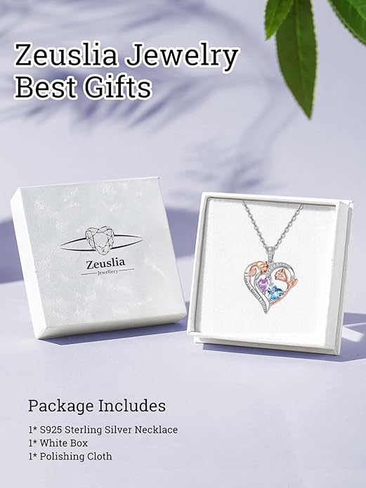 Valentine's Day Gifts for Wife 925 Sterling Silver Double Birthstone Pendant Necklaces I Love You for Always and Forever Necklace Anniversary Birthday Gifts for Wife Girlfriend Mom Her
