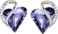 Leafael Infinity love Heart Birthstone Stud Earrings for Women, Valentine's Day Gifts for Mom, Wife, and Her, Silver Plated Birthday Jewelry