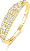 Mameloly Wedding Bands for Women 14K Gold Plated Slim Signet Ring Stackable Pave Cubic Zirconia Dainty CZ Engagement Rings for Her Size 3-12