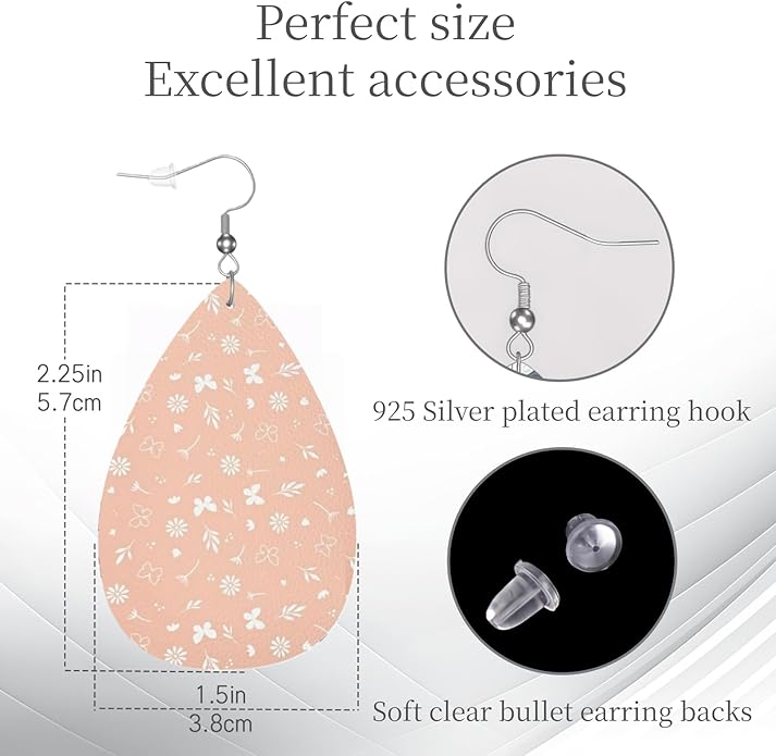 Teardrop Style Leather Earrings Outer Layer Silver Plating Hypoallergenic, Fashion Accessories Suitble Casual Outfits Parties Daily Wear for Sister Mom Wife Friends