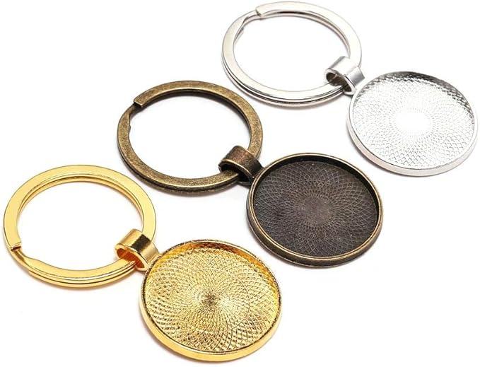 25 pcs 25mm Pendant Trays Round Pendant Bezels Setting Cabochon Blank Base for DIY Jewelry Making, Bright Silver
