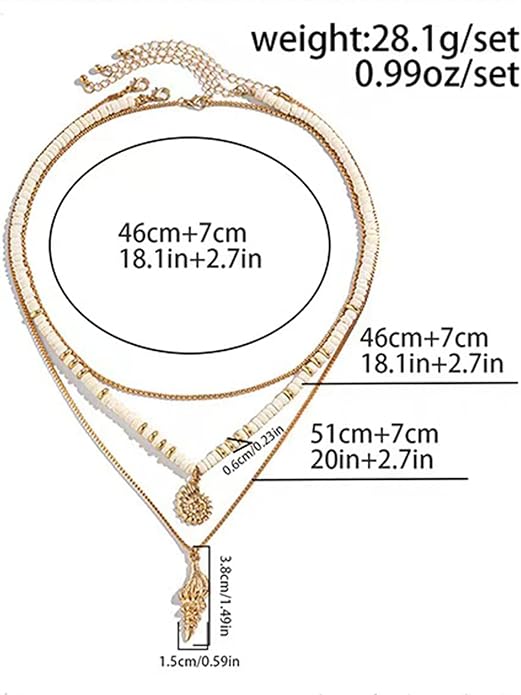 Gold Sea Shell Necklace Layered Charm Necklace for Women Boho Summer Seashell Beach Starfish Necklaces 14k Pearl Chain Surfer Jewelry Beach Vacation Essentials
