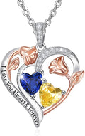 Valentine's Day Gifts for Wife 925 Sterling Silver Double Birthstone Pendant Necklaces I Love You for Always and Forever Necklace Anniversary Birthday Gifts for Wife Girlfriend Mom Her