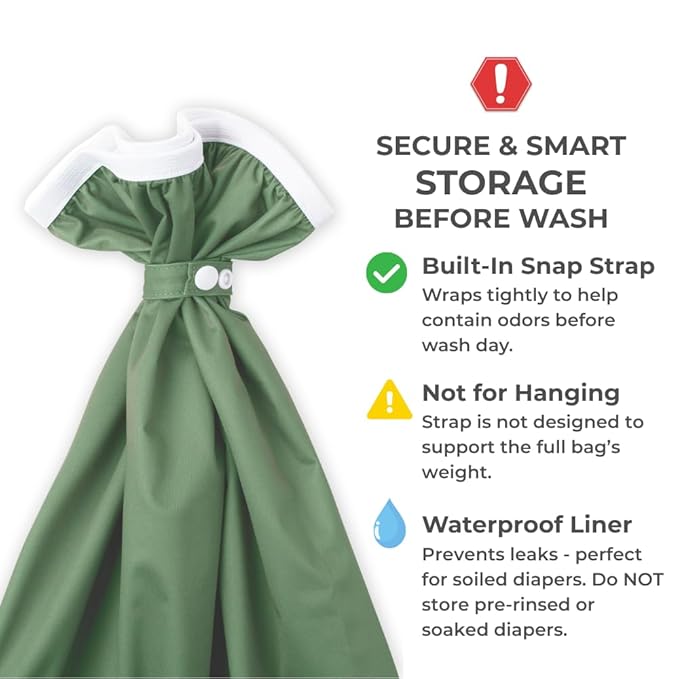 Nora's Nursery Pail Liner for Cloth Diapers - Reusable and Washable - Fits all Standard Diaper Pails - Waterproof Pail Liner with Strap for Diaper Pails, Laundry & Kitchen Garbage Cans (Garden - 2 Pk)