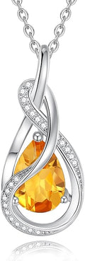 FANCIME TimelessTie Birthstone Necklace for Women White Gold Plated Sterling Silver Ribbon Design Jewelry Knot Pendant Fine Jewelry Gemstone Birthday Graduation Anniversary Valentines Day Gifts for Women Wife Mother Her