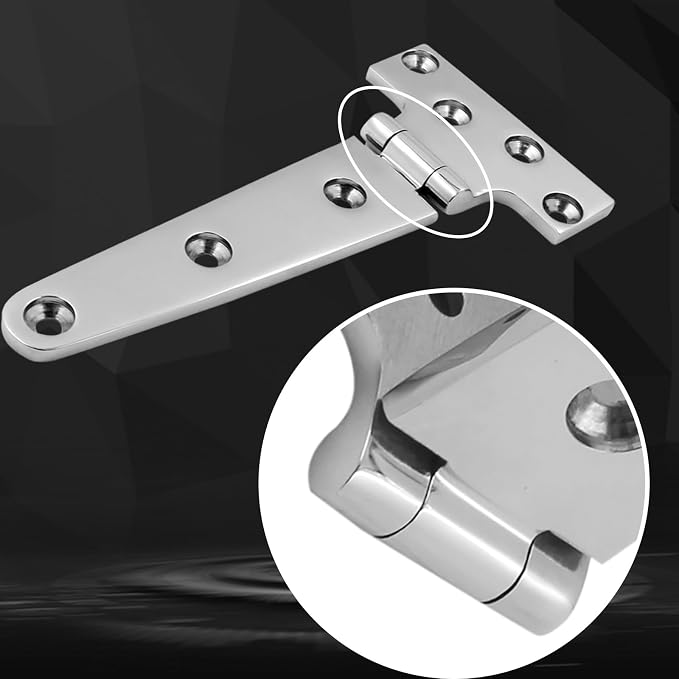 316 Stainless Steel T Hinges Marine Grade 6'' x 3" Heavy Duty Boat Hatch Hinge - Image 7