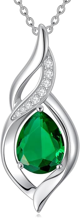 Birthstone Necklace for Women Infinity Necklaces 925 Sterling Silver Teardrop Love Birthday Jewelry Valentines Day Birthday Gifts for Her Mom Wife Girlfriend