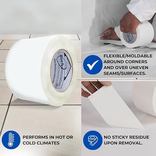 BlueTex Insulationㅤ 3" Wide x 180' Long White Vapor Barrier Seam Tape - Image 3