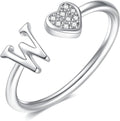 Valentines Day Gift Initial Rings for Teen Girls - S925 Heart Sterling Silver Rings for Teen Girls | 14K Gold/Rose Gold/Sterling Silver Plated Ring for Girls Kids Women Ring for Teenager Girls Gifts Adjustable, No Tarnish, Hypoallergenic