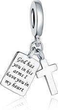 925 Sterling Silver Charms Fit Pandora Charms Bracelet God Has You In His Arms I Have You In My Heart Fit Wife Daughter Mother's Day Christmas Birthday Gift