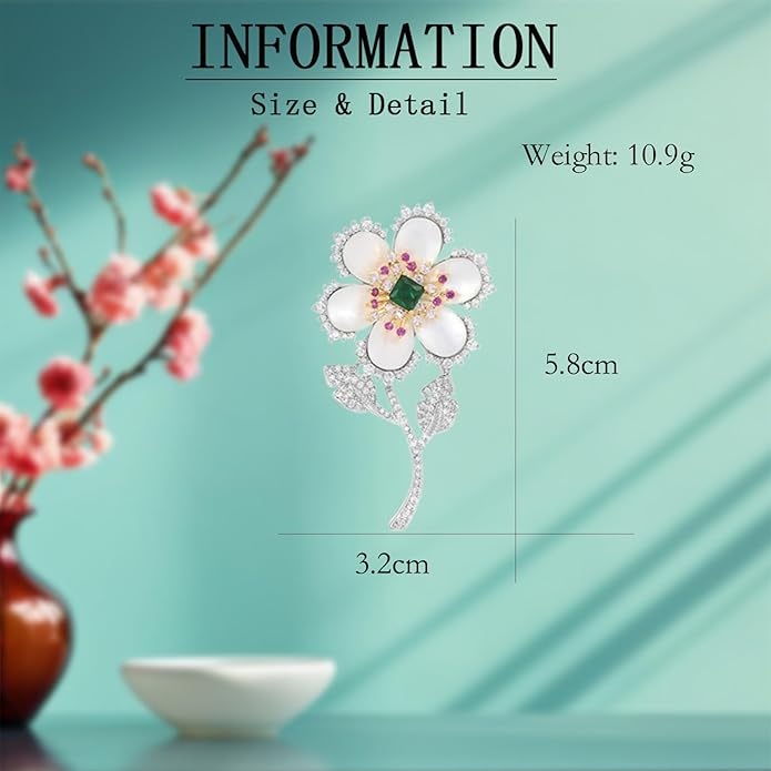 Flower Floral Brooch Pin Pearl Rhinestone Crystal Brooches Pins Scarf Brooch Clip Christmas Lapel Pin Dress Accessories for Women