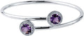 Diamond Wish Sterling Silver Round-cut Purple Amethyst and Halo Diamond Bangle Bracelet (3ct TGW)