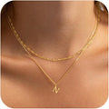 14K Gold Plated Initial Necklaces for Women Dainty Layered Letter Pendant Necklace Cute Choker Necklace Gift Trendy Stuff Personalized Jewelry Stack for Women Her