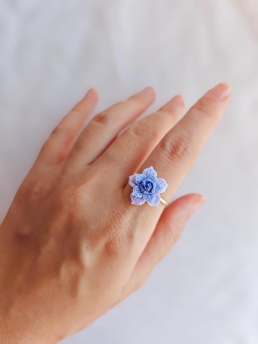 Wedding Band Promise Ring for Her Crochet Statement Cute Ring Size Adjustable Sturdy Unique Ring for Birthday Gift Valentine’s Day Gift