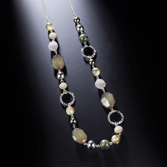 PEARL&CLUB Long Beaded Necklaces For Women - Sweater Chain Fashion Jewelry Necklace Gifts For Women