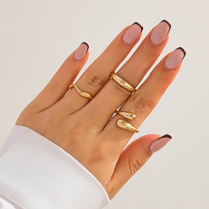 Sora Tuki Rings for Women Chunky Rings Set Adjustable Stackable Ring for Women Bold Thick Statement Ring Trendy Chunky Jewelry