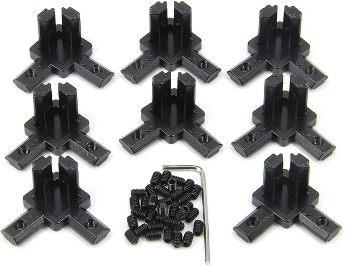 8PCS Black 3-Way End Corner Bracket Connector by Befenybay
