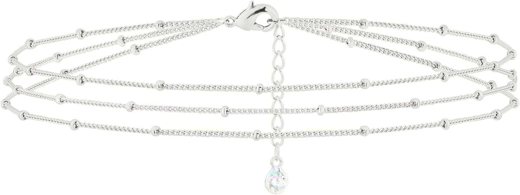 Solza 3 Layer Chain Bracelet for Women – Stainless Steel Adjustable Layered Bracelet, Minimalist Charm Jewelry, Non-Tarnish Plated, Stackable Design
