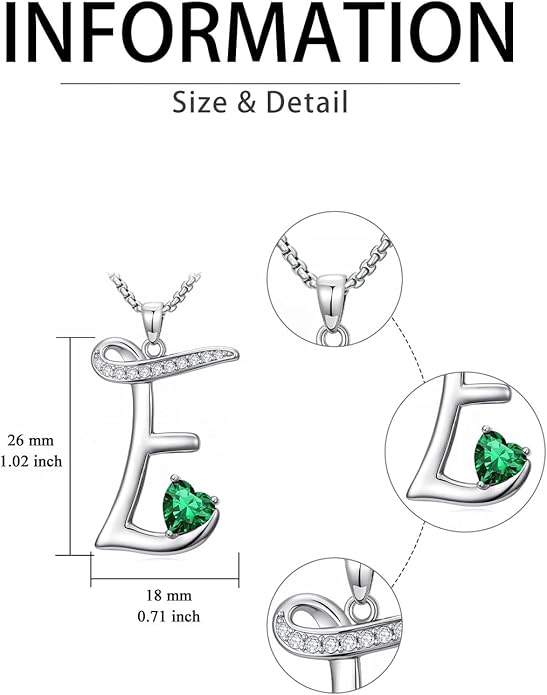 Valentines Day Gifts for Women Alphabet A to Z Initial Birthstone Pendant Necklaces for Women - 18k White Gold Plated Personalized Name Jewelry Valentine Mothers Day Birthday Gifts for Women Her Girlfriend