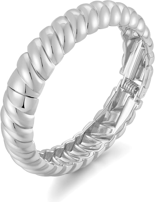MUYAN Polished Chunky Hinged Bangle Bracelet for Women Trendy Twisted Statement Cuff Bracelet Fashion Jewelry
