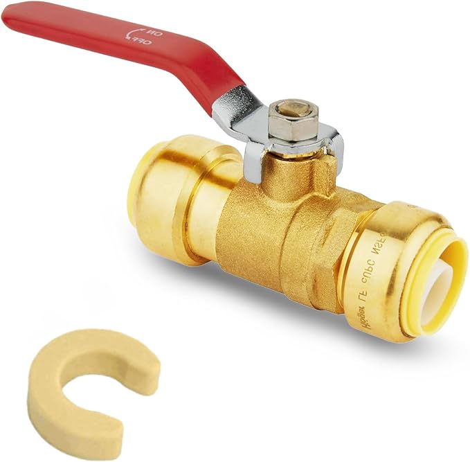 1-Pack Niikappu 1" Ball Valve, Push Fit Shut Off Valve Red | 1/4 Turn Brass by Unknown