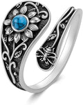 JKR Turquoise Spoon Rings for Women Sterling Silver Vintage Antique Thumb Ring Boho Jewelry Anniversary Birthday Gift for Wife Her Mom