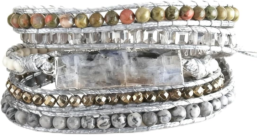 ZOSOJONA Women Wrap Bracelets Boho Natural Stone Jasper Turquoises Strand Bracelet Jewelry Collection