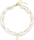 Nackiy Handmade Sea Shell Necklace for Women Summer Adjustable Natural Shell Collar Necklace