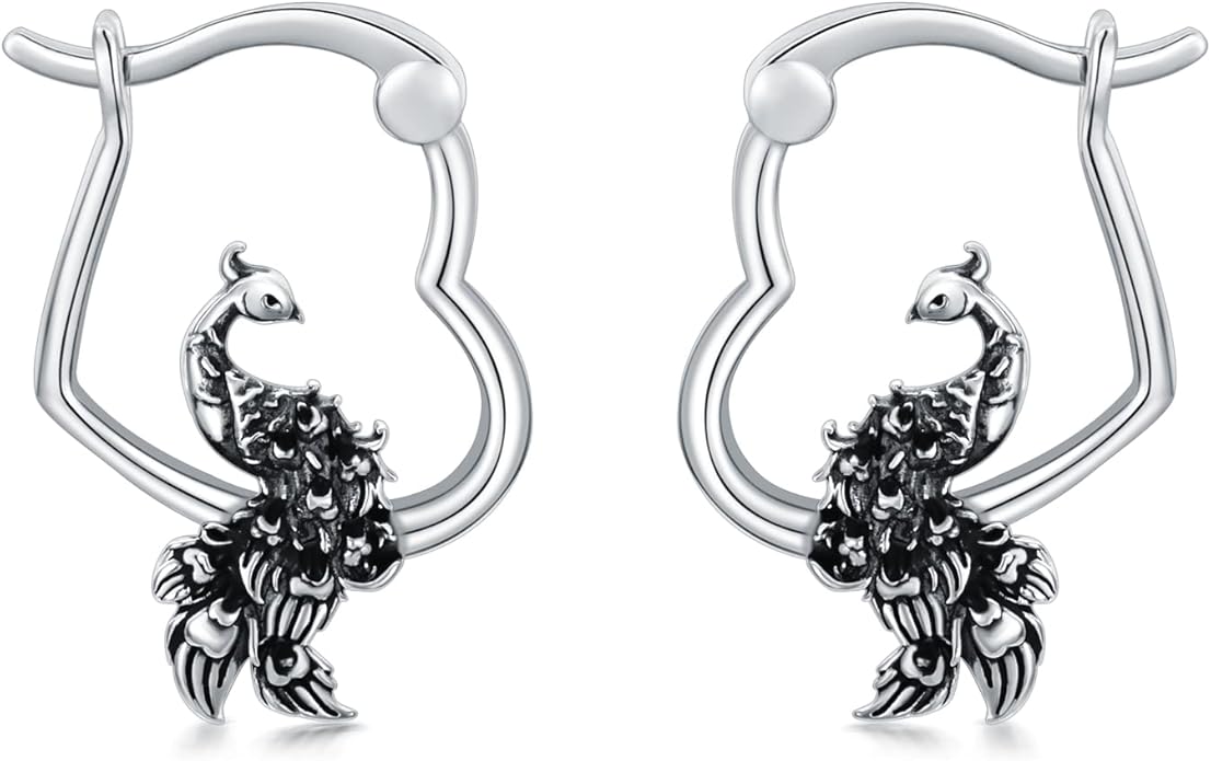 Hypoallergenic Earrings Rabbit Tiger Teddy Koala Puppy Panther Peacock Earrings Sterling Silver Animal Hug Hoop Earrings Jewelry Mothers Day Graduation Birthday Gifts for Women