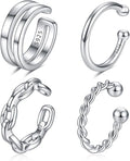 CHIC & ARTSY 925 Sterling Silver Ear Cuffs for Women, Non Piercing Clip On Cartilage Cuffs, Adjustable Fake Conch & Helix Earrings, Gold Plated & Oxidized Various Styles