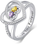 Valentine's Day Gifts for Women Birthstone Rings for Women Heart Statemet Engagement Eternity Wedding Promise Rings Jewelry Anniversary Christmas Valentine Mothers Day Birthday Gifts for Wife Her Girlfriend