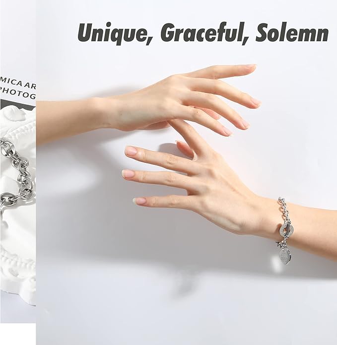 Emibele Heart Charm Bracelet for Women, Bible Verse Bracelet Stainless Steel 18K Gold Plated Bracelet Love Pendant Link Chain OT Clasp, Birthday Christmas Jewelry Gift for Mother Her