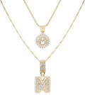 14K Gold Plated Alphabet Necklace Cubic Zirconia Letter Pendant, Personalized Name Jewelry Gift for Women, Customizable A-Z, Birthday/Mothers Day Gifts for Womens