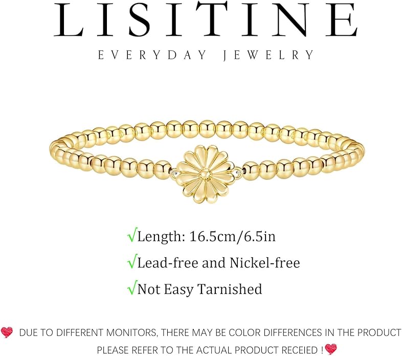 Gold Bracelets for Women 14K Gold Beaded Bracelets Stackable Bracelets for Women Gold Charm Bracelet Non Tarnish Gold Jewelry for Women Trendy