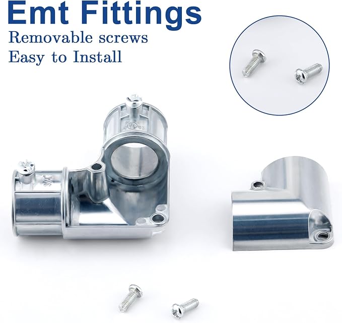 Gisafai 5 Pcs EMT Conduit Fittings Inside Corner Pull Elbow, EMT 90 Degree - Image 3