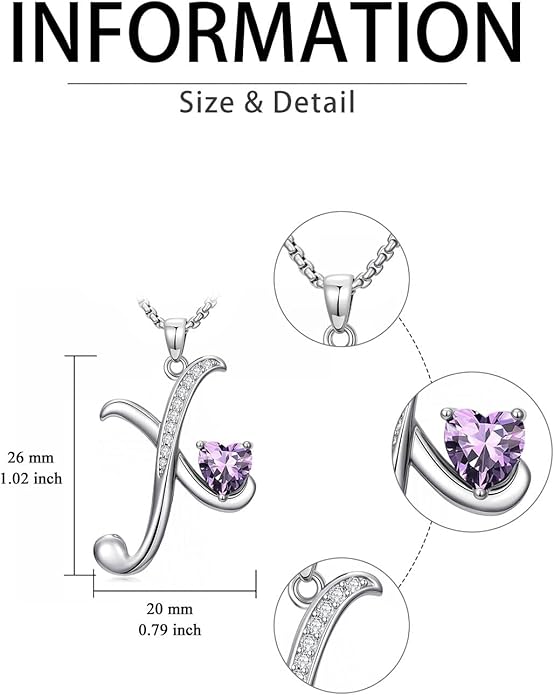 Valentines Day Gifts for Women Alphabet A to Z Initial Birthstone Pendant Necklaces for Women - 18k White Gold Plated Personalized Name Jewelry Valentine Mothers Day Birthday Gifts for Women Her Girlfriend