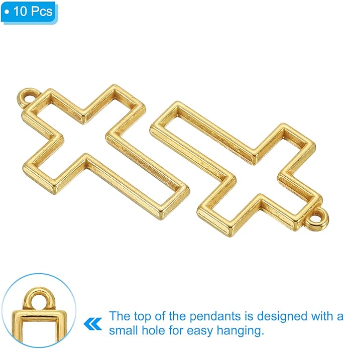 PATIKIL Alloy Open Back Bezel Pendants, Cross Shape Hollow Resin Pendant Frame for DIY Crafts Earrings Necklace Bracelet Making