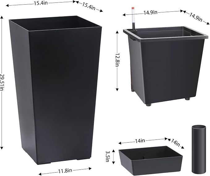 Garvee 30" Tall Planters Set of 2, Outdoor & Indoor Pots | High Front Porch - Image 9
