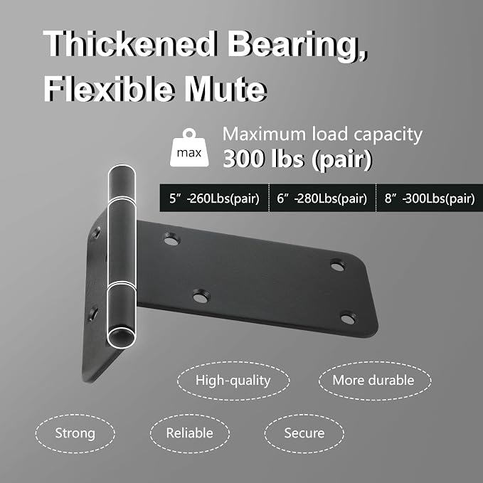 4 Pack 6" Door Hinges, 280 Lbs Capacity Heavy Duty Gate Hinges | Matte black - Image 3
