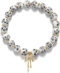 Beads Bow Charm Bracelet for Women Flower Vintage Bracelet Handmade Stretch Beaded Dainty Romantic Jewelry Gifts