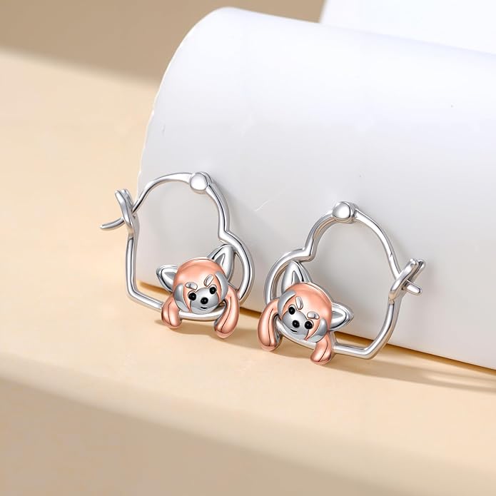 Hypoallergenic Earrings Rabbit Tiger Teddy Koala Puppy Panther Peacock Earrings Sterling Silver Animal Hug Hoop Earrings Jewelry Mothers Day Graduation Birthday Gifts for Women