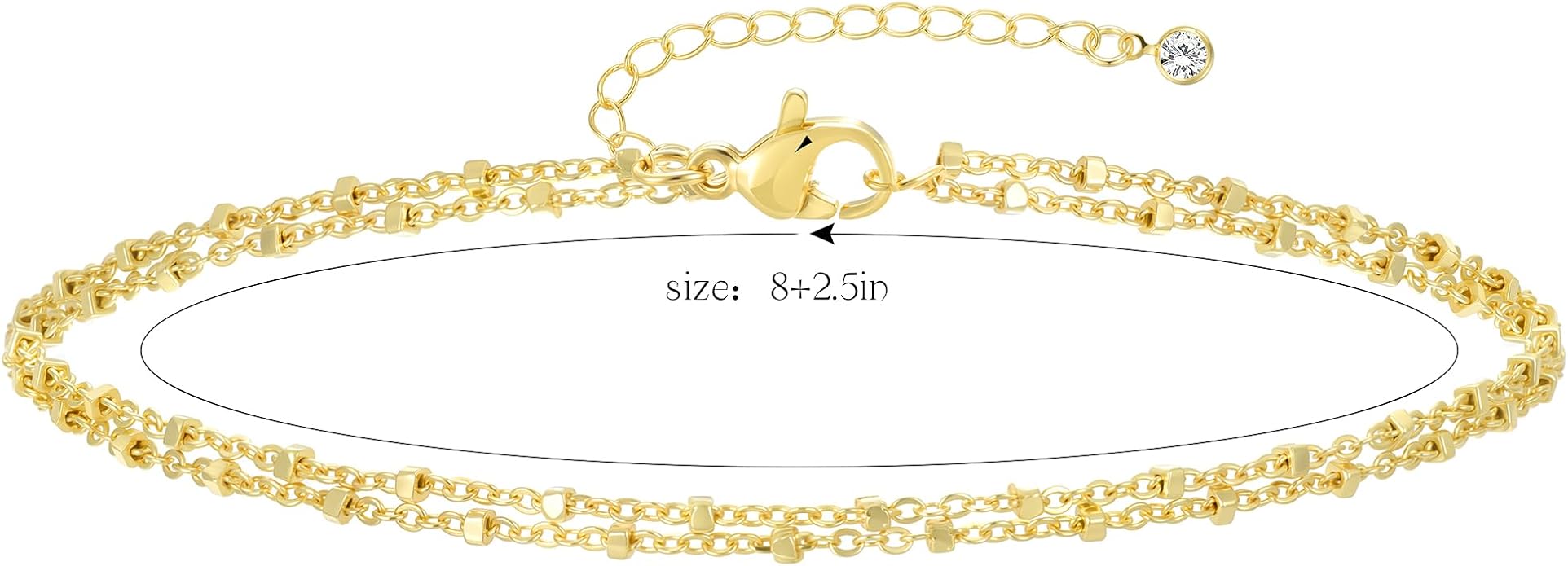 iF YOU Gold Ankle Bracelets for Women, 14k Gold Plated Waterproof Cuban Link Chain Anklets Set, Layered Anklet Bracelets for Women Beach Gift Adjustable Size 5pc