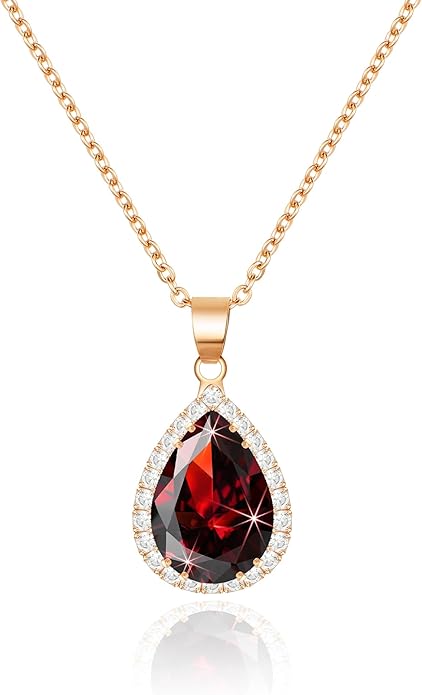 Linawe Crystal Chain Necklace for Women Trendy, Imitation Diamond Pendant, Statement Cubic Zirconia Boho Jewelry Set, 14K Gold/Rose Gold/Silver Birthstone Necklace