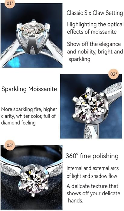 1CT/2CT Queen series moissanite ring, 952 silver, D-color VVS1-2,open rings,adjustable rings for women，Diamond ring substitute, ring for women.